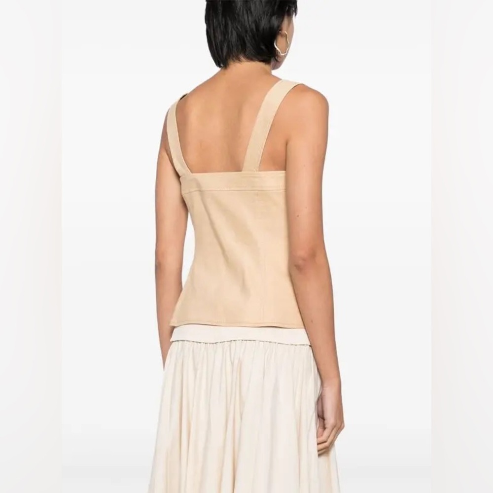SIMKHAI Nour Square Neck Zip Front Bustier Top in Natural - Picture 2 of 8